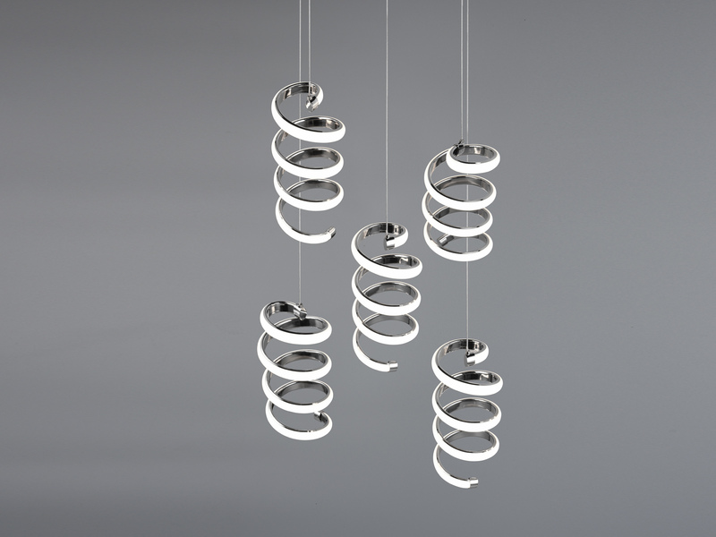 Cluster LED Pendelleuchte LAOLA in 3 Stufen dimmbar Silber Chrom, Ø 45cm