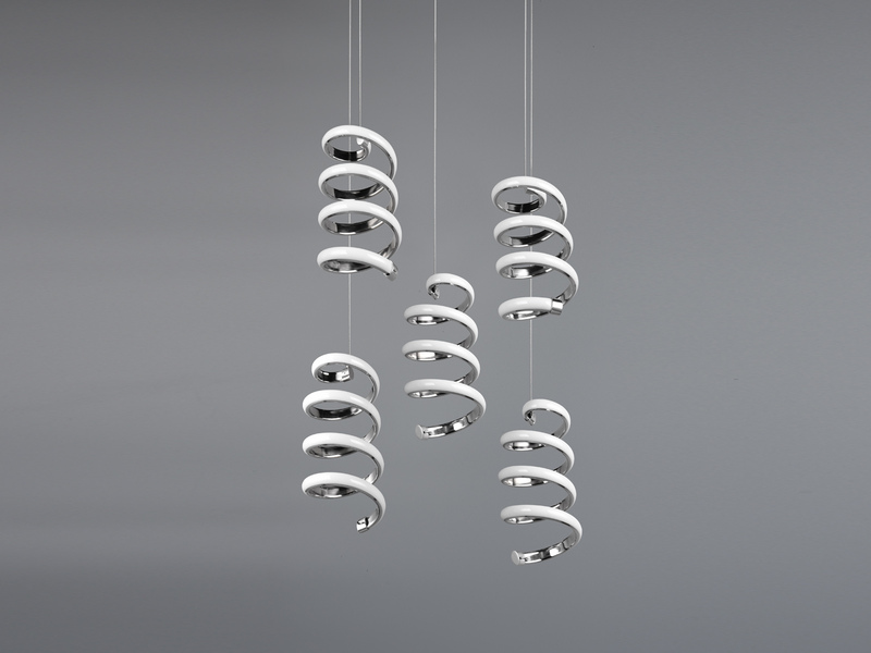 Cluster LED Pendelleuchte LAOLA in 3 Stufen dimmbar Silber Chrom, Ø 45cm