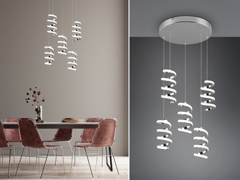 Cluster LED Pendelleuchte LAOLA in 3 Stufen dimmbar Silber Chrom, Ø 45cm