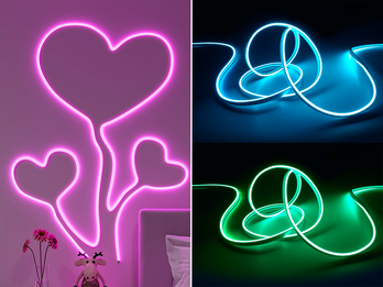 LED Streifen NEON mit Fernbedienung, RGB Farbwechsel & Dimmer - 3 Meter