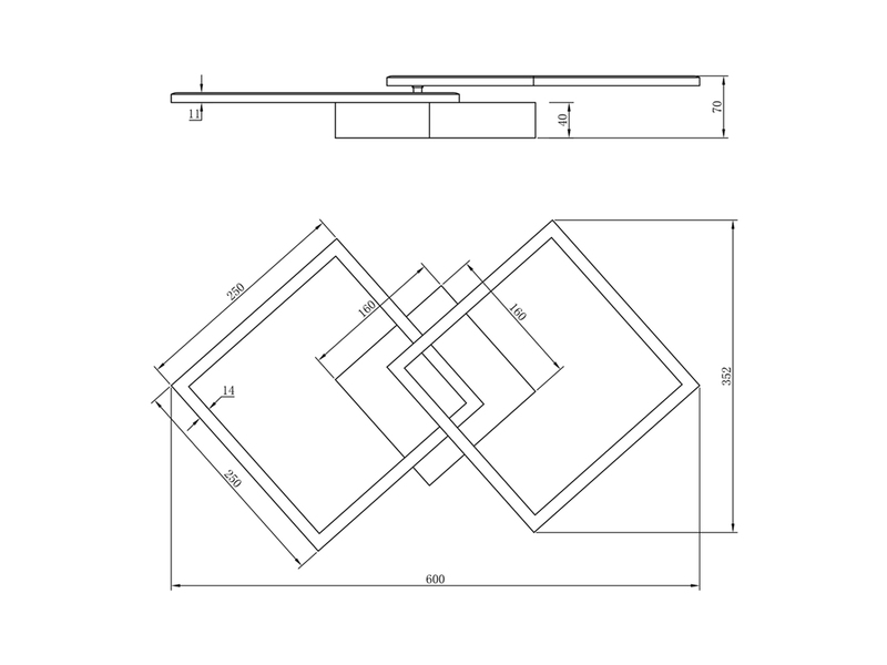 LED Deckenleuchte TRAIL Titan schwenkbare Module, Breite 60cm