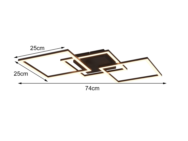 Große LED Deckenleuchte TRAIL Schwarz schwenkbare Module, 74cm lang