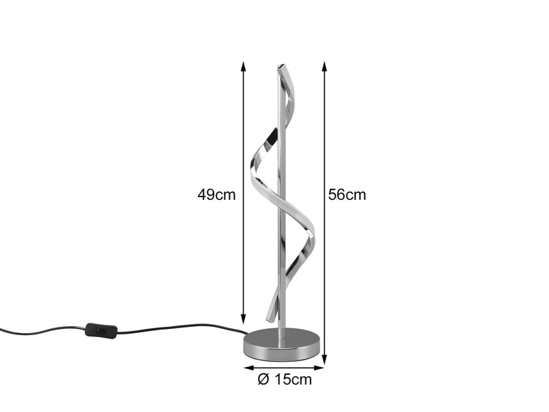 Große LED Tischleuchte ISABEL Spirale in Chrom - Höhe 56cm