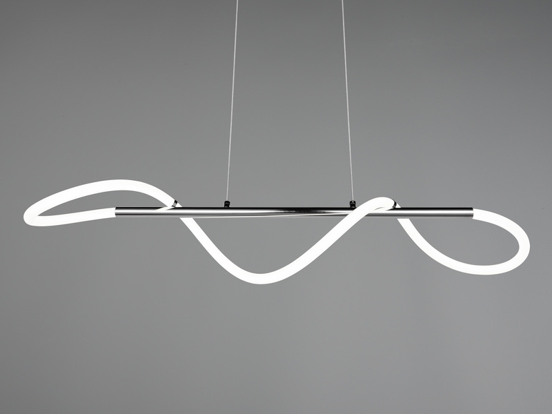 Pendelleuchte ARGOS in Chrom LED Schlauch Weiß, 3 Stufen Dimmer - 105cm breit