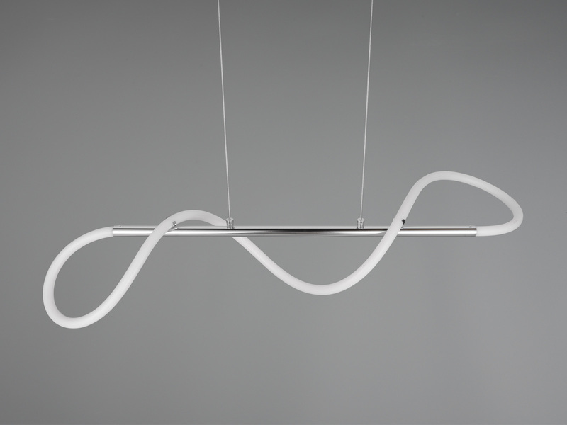 Pendelleuchte ARGOS Silber LED Schlauch Weiß, 3 Stufen Dimmer, Breite 105cm