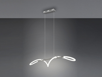 Pendelleuchte ARGOS in Chrom LED Schlauch Weiß, 3 Stufen Dimmer - 105cm breit