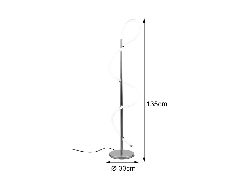 Stehleuchte ARGOS in Chrom LED Schlauch Weiß, stufenlos dimmbar - Höhe 135cm