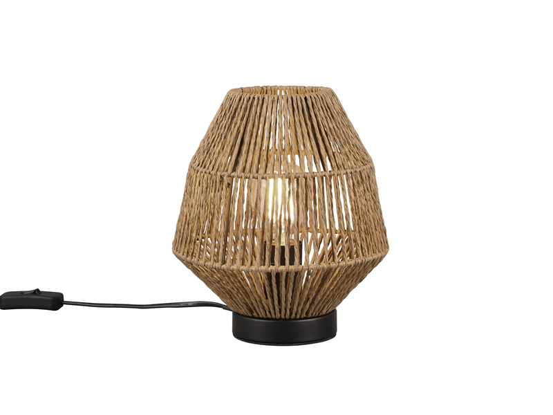 Kleine LED Tischleuchte mit Papier Lampenschirm im Boho Stil, Höhe 20cm