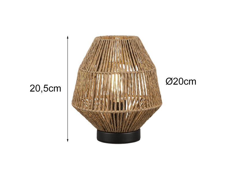 Kleine LED Tischleuchte mit Papier Lampenschirm im Boho Stil, Höhe 20cm