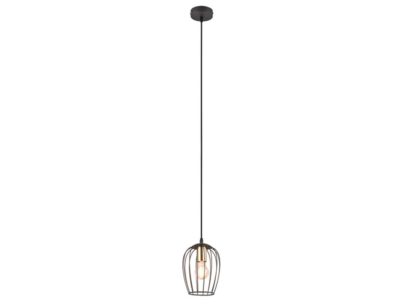 Kleine Pendelleuchte GRID mit Gitter Lampenschirm in Schwarz, Ø16cm