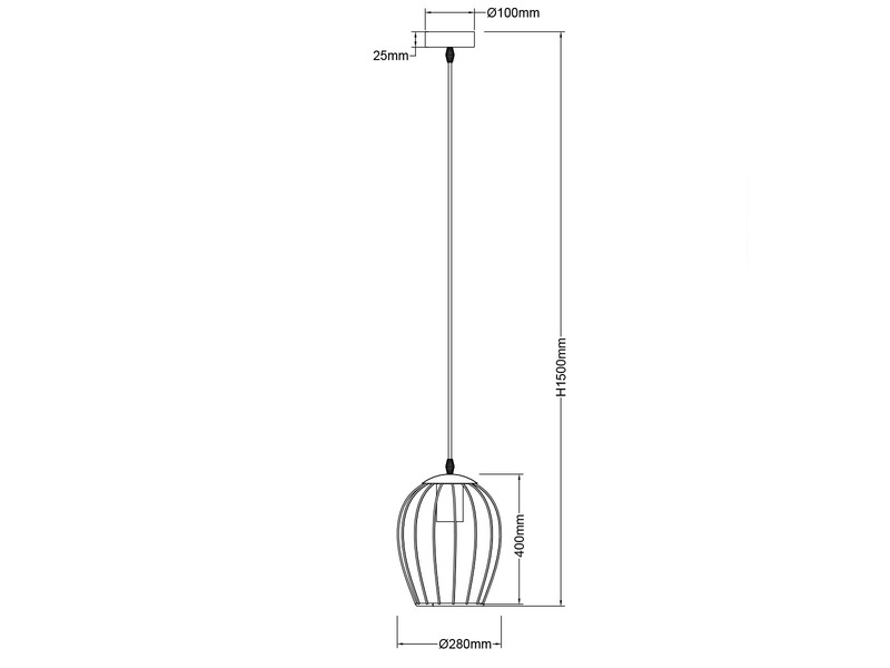 Pendelleuchte GRID mit Gitter Lampenschirm in Schwarz, Ø28cm