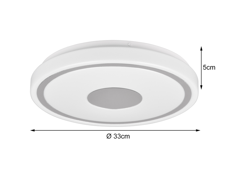 Flache LED Deckenleuchte BUNDA Weiß-Chrom, Neutralweiß - Ø33cm