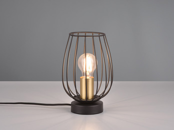 Kleine LED Tischleuchte mit Gitter Lampenschirm in Schwarz, Höhe 24,5cm