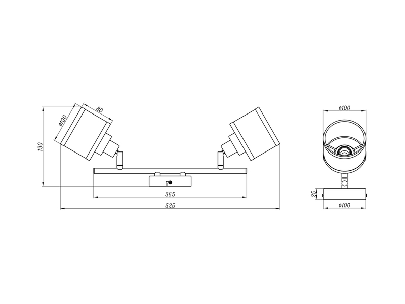 Deckenstrahler AROSA 2-flammig mit Stoffschirmen Grau, Breite 52cm