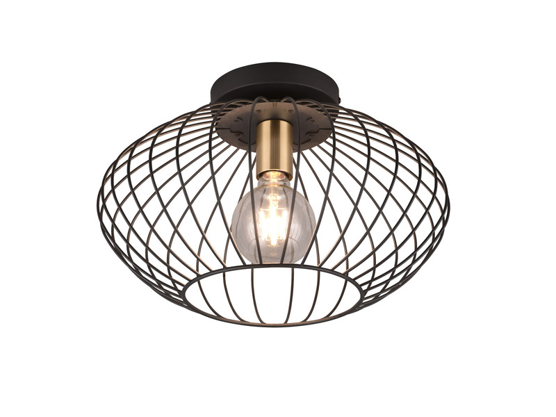 LED Deckenleuchte  mit Gitter Lampenschirm in Schwarz, Ø40cm