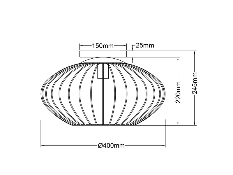 LED Deckenleuchte  mit Gitter Lampenschirm in Schwarz, Ø40cm