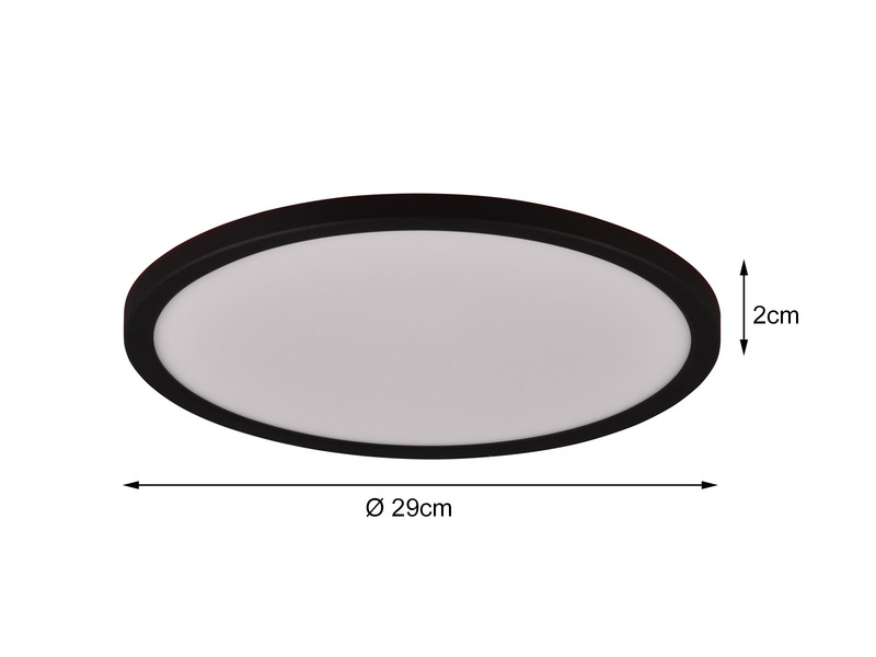 Flache LED Deckenleuchte AUREO Schwarz, mit Fernbedienung dimmbar Ø 40cm