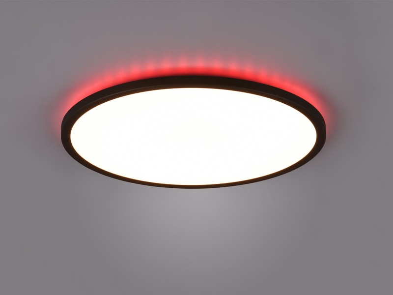 Flache LED Deckenleuchte AUREO Schwarz, mit Fernbedienung dimmbar Ø 40cm