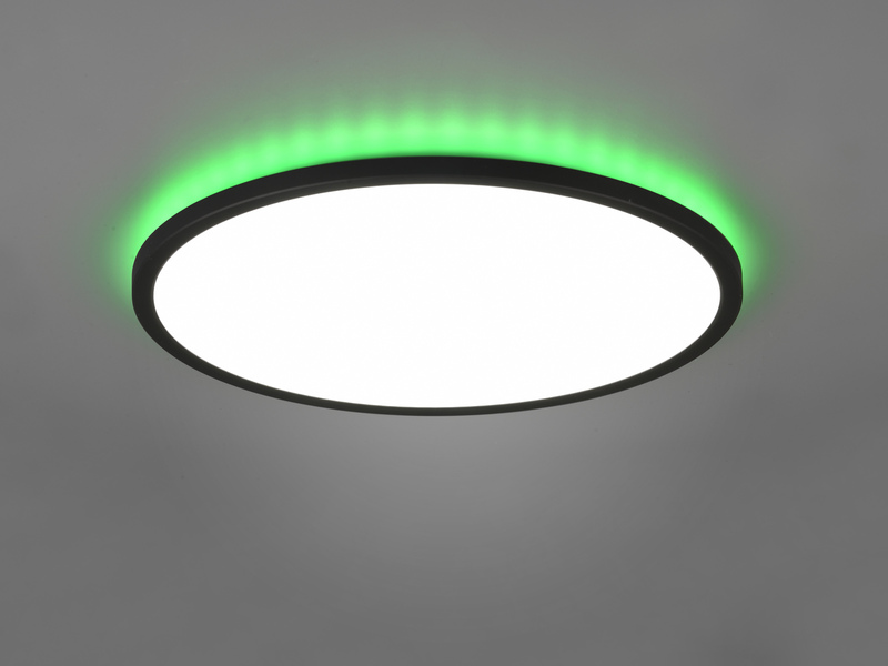 Flache LED Deckenleuchte AUREO Schwarz, dimmbar, RGB Farbwechsler - Ø40cm
