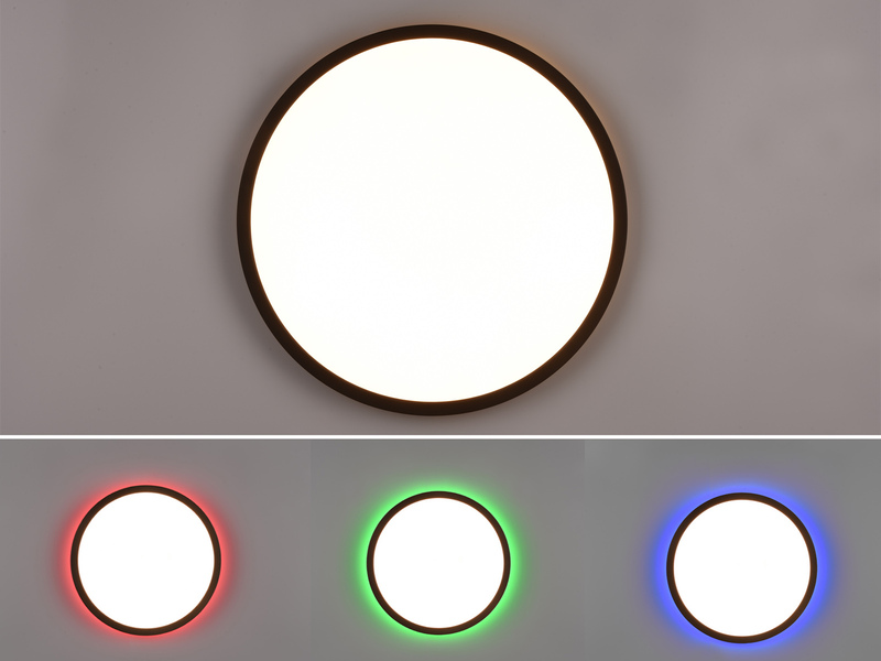 Flache LED Deckenleuchte AUREO Schwarz, mit Fernbedienung dimmbar Ø 40cm