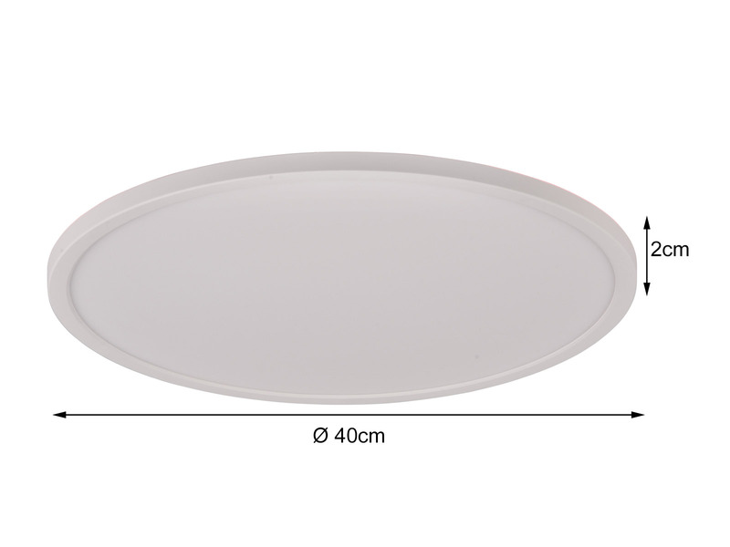 Flache LED Deckenleuchte AUREO Weiß, mit Fernbedienung dimmbar Ø 40cm