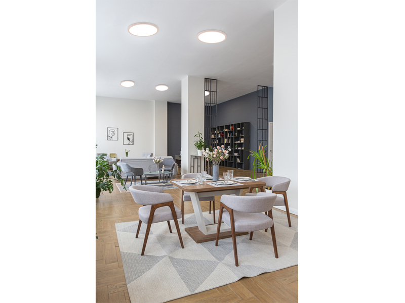 Flache LED Deckenleuchte AUREO Weiß, mit Fernbedienung dimmbar Ø 40cm