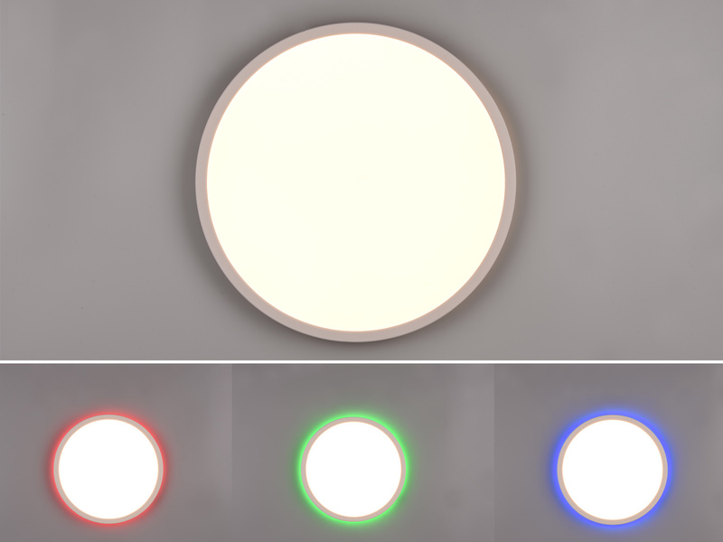 Flache LED Deckenleuchte AUREO Weiß, mit Fernbedienung dimmbar Ø 40cm