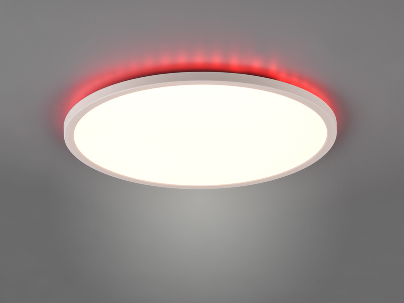 Flache LED Deckenleuchte AUREO Weiß, dimmbar, RGB Farbwechsler - Ø40cm