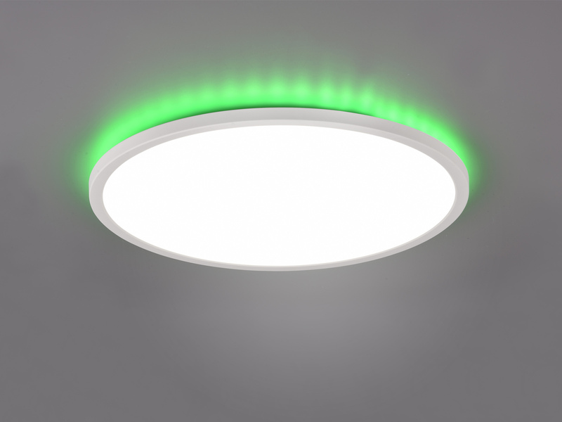 Flache LED Deckenleuchte AUREO Weiß, dimmbar, RGB Farbwechsler - Ø40cm