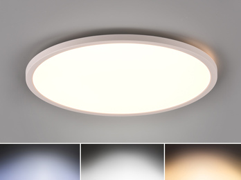 Flache LED Deckenleuchte AUREO Weiß, dimmbar, RGB Farbwechsler - Ø40cm