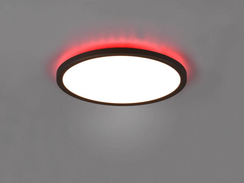 Flache LED Deckenleuchte AUREO Schwarz, dimmbar, RGB Farbwechsler - Ø29cm