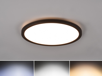 Flache LED Deckenleuchte AUREO Schwarz, dimmbar, RGB Farbwechsler - Ø29cm