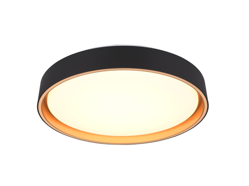 LED Deckenleuchte FELIS mit Fernbedienung & Tageslicht, Schwarz Gold Ø 40cm