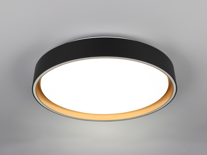LED Deckenleuchte FELIS mit Fernbedienung & Tageslicht, Schwarz Gold Ø 40cm