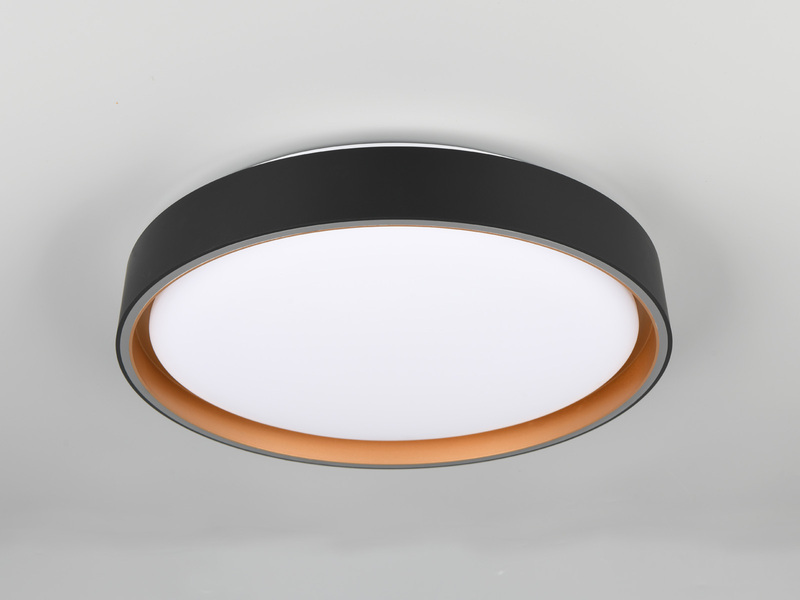 LED Deckenleuchte FELIS mit Fernbedienung & Tageslicht, Schwarz Gold Ø 40cm