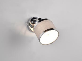 LED Wandstrahler Silber Chrom mit Stoffschirm Grau