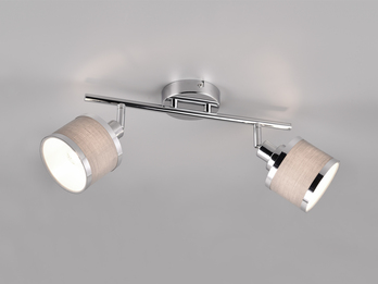 LED Deckenstrahler 2-flammig mit Stoffschirmen Grau, Breite 52cm