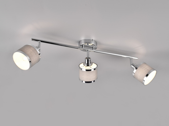 LED Deckenstrahler 3-flammig mit Stoffschirmen Grau, Breite 80cm