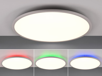 LED Deckenleuchte YUMA flach mit Fernbedienung, 3 Lichtfarben & RGB, Ø 60cm