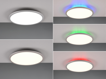 LED Deckenleuchte YUMA flach mit Fernbedienung, 3 Lichtfarben & RGB, Ø 40cm