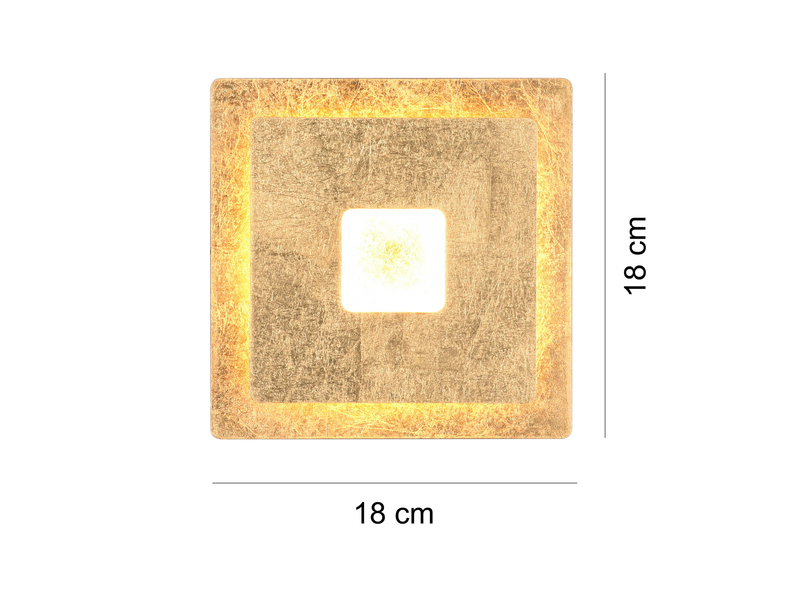 LED Wandleuchte LEANO mit indirekter Beleuchtung, Gold Höhe 18cm