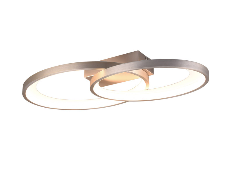 Große LED Deckenleuchte MALAGA 2 Ringe Silber, Breite 57cm