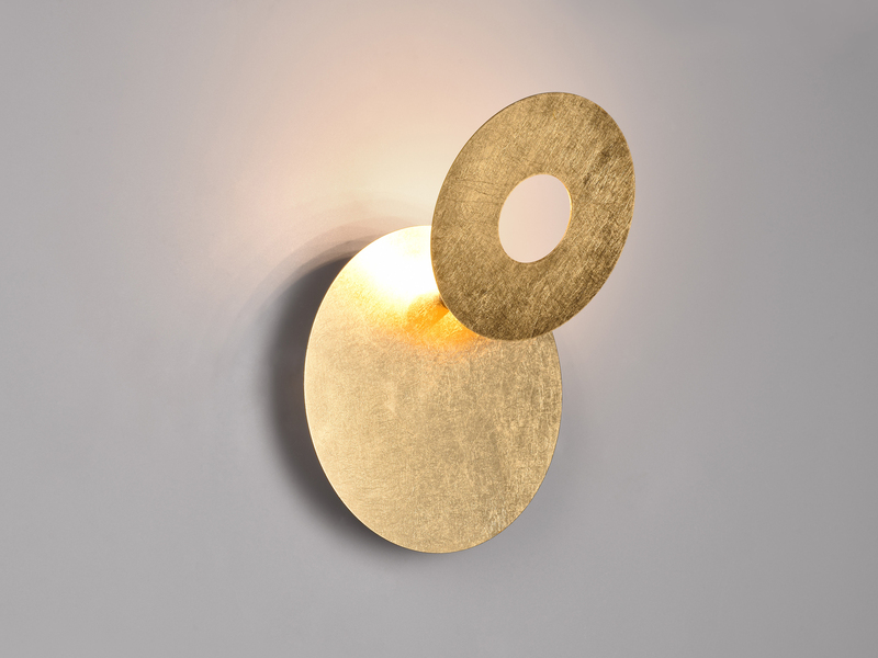 LED Wandleuchte LEANO mit indirekter Beleuchtung, Gold Ø 18cm