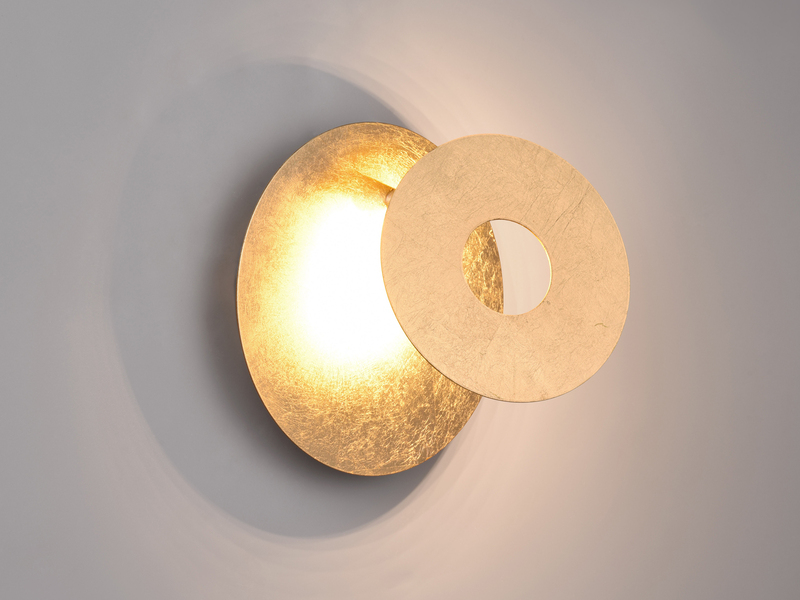 2-er Set LED Wandleuchten mit indirekter Beleuchtung, Gold Ø 18cm