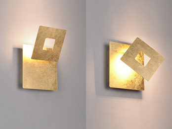 2-er Set LED Wandleuchten mit indirekter Beleuchtung, Gold Höhe 18cm