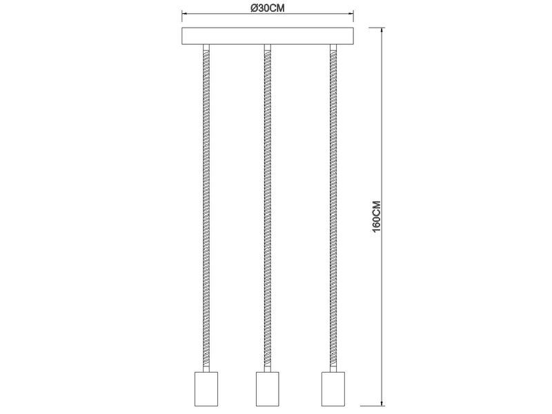 LED Pendelleuchte 3-flammig mit Hanfseil Abhängungen 160cm