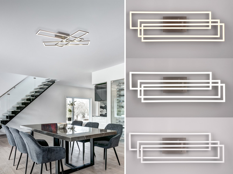 LED Deckenleuchte CORSO mit Fernbedienung & Tageslicht, Silber Breite: 66cm