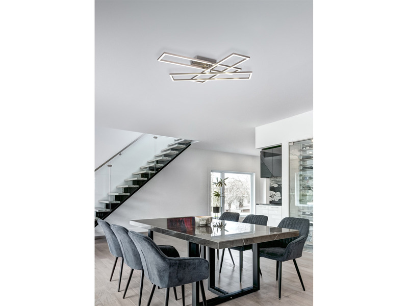 LED Deckenleuchte CORSO mit Fernbedienung & Tageslicht, Silber Breite: 66cm