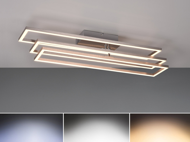 LED Deckenleuchte CORSO mit Fernbedienung & Tageslicht, Silber Breite: 66cm