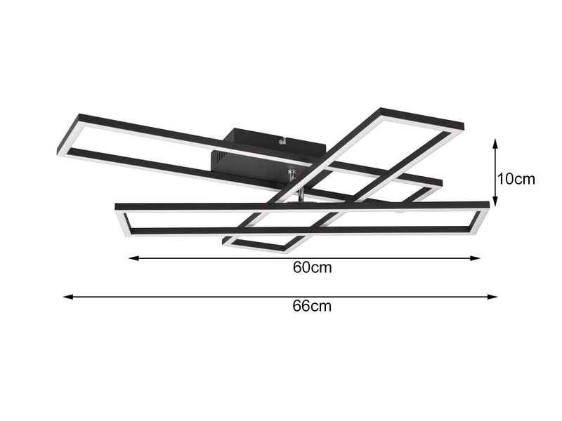 LED Deckenleuchte CORSO mit Fernbedienung & Tageslicht, Schwarz Breite: 66cm
